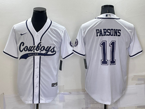 Men's Dallas Cowboys #11 Micah Parsons White Cool Base Stitched Baseball Jersey
